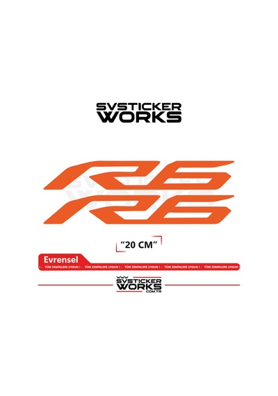 Yamaha R6 Uyumlu Yazı Sticker Yüksek Kalite Özel Kesim Folyo 2'li Set Turuncu