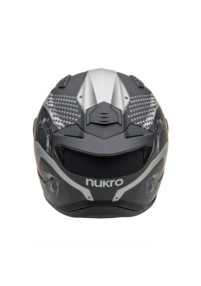Nukro B-506 Level Güneş Vizörlü Kapalı Motosiklet Kaskı Siyah - Gri