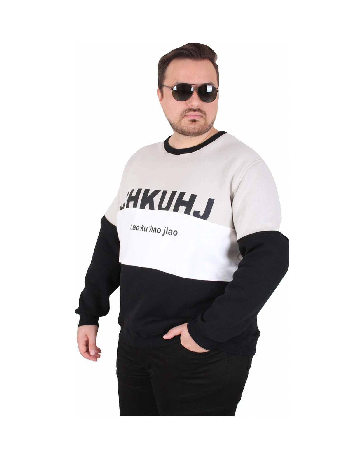 Moc Grande Mocgrande Büyük Beden Bisiklet Yaka 3ip Sweat Chao Ku 25721 Grı Gri