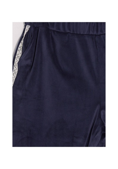 Lcw Dream Lacivert Yanları Şeritli Kadın Kadife Pijama Altı