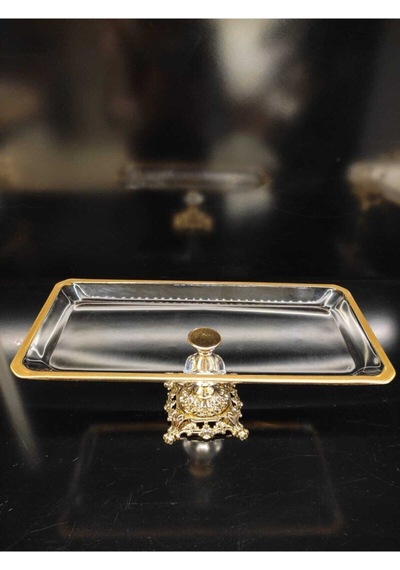 Cemile Gold Ayaklı Baton Pastalık Kek Servis 30x15x12cm Altın
