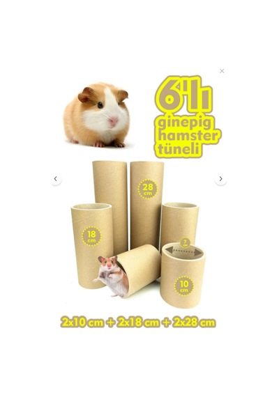 6 Lı Doğal Kağıt Tünel Seti Ginepig, Hamster Ve Kemirgenler İçin Çevre Dostu Oyun Tüneli