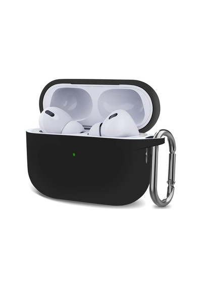 Ayrex Pro 2.nesil Için Kılıf Askılı Mat Silikon Siyah Airpods Pro 2. Nesil İle Uyumlu Kılıf - Siyah