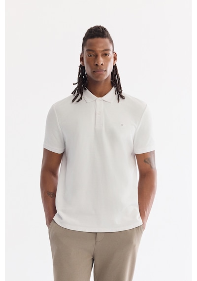 Avva Erkek Beyaz Kıvrılmaz Polo Yaka %100 Pamuk Basic Regular Fit T-shirt B001032