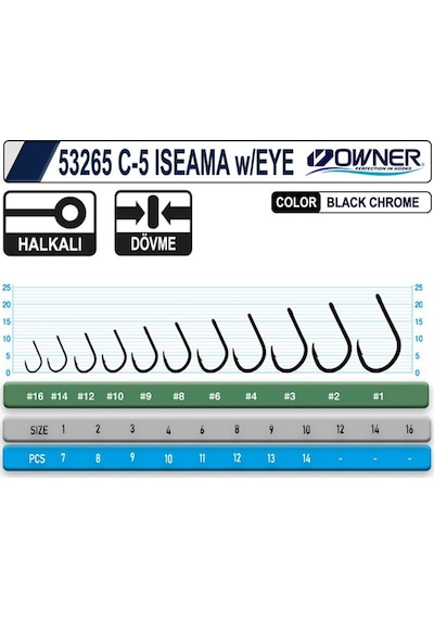 OWNER 53265 C-5 CARP ISEAMA w/EYE Sazan İğnesi