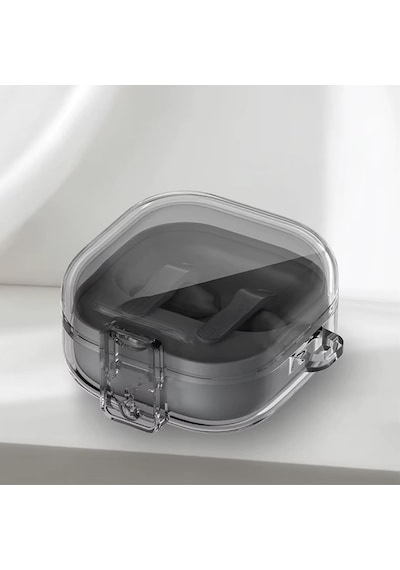 Samsung Galaxy Buds 4 / Buds 4 Pro Uyumlu Şeffaf Premium Kulaklık Kılıfı Güvenlik Kilidi Mekanizmalı, Darbe Emici Tpu Malzeme Şeffaf Siyah