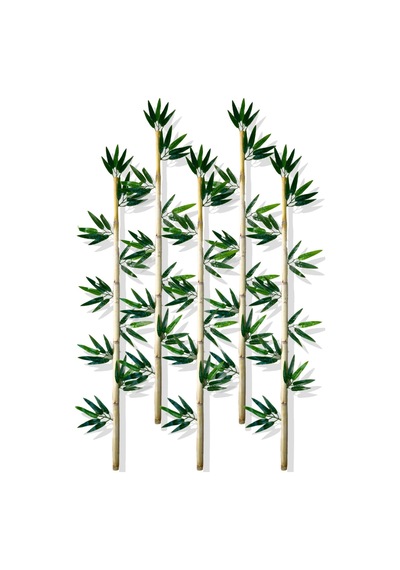 Cihan Çiçekçilik Yapay Yapraklı Dekoratif Bambu Çubuğu 120 Cm 5 Adet Islak Doku Çok Renkli