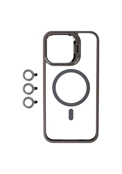 Apple, Uyumlu iPhone 15 Pro Kılıf M-safe Şarj Özellikli Standlı Zore M-safe Klon Lensli Kapak
