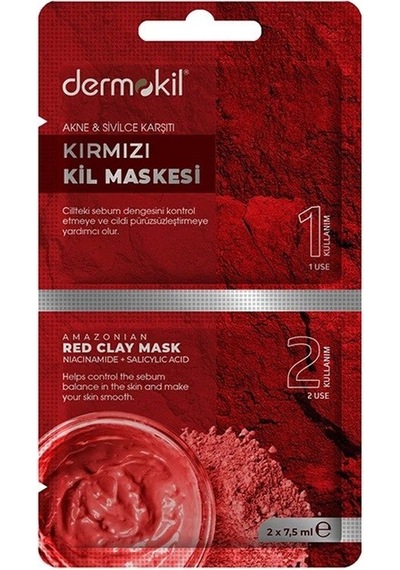 Dermokil Maske Akne Siyah Nokta Kırmızı Kil Maskesi 2x7.5 Ml