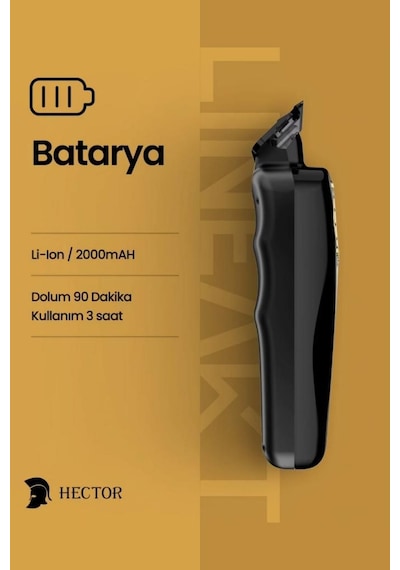 Hector Linear T Saç Sakal Sıfırlama Ve Çizim Makinesi 11.200 Rpm Gold-siyah 3 Saat