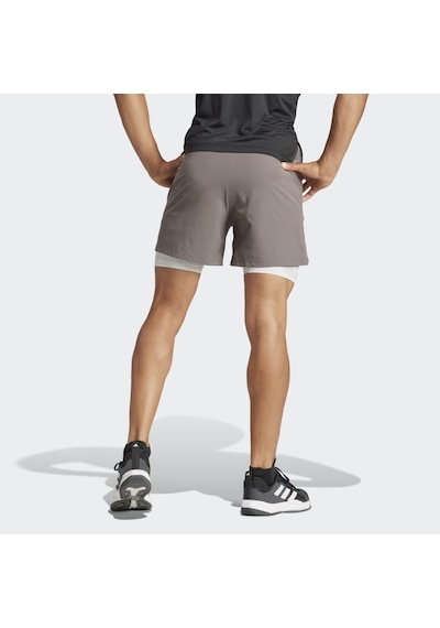 Adidas Wo Pow 2ın1 Erkek Spor Taytlı Şort - Is3842 Gri