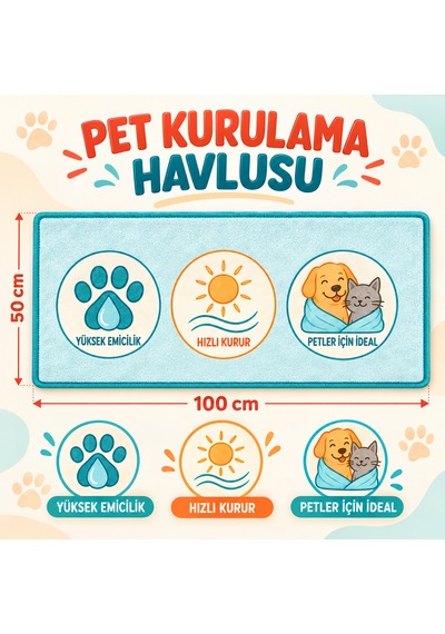 Kedi & Köpek Kurulama Havluları Chihuahua Hızlı Kuruyan 50x100cm