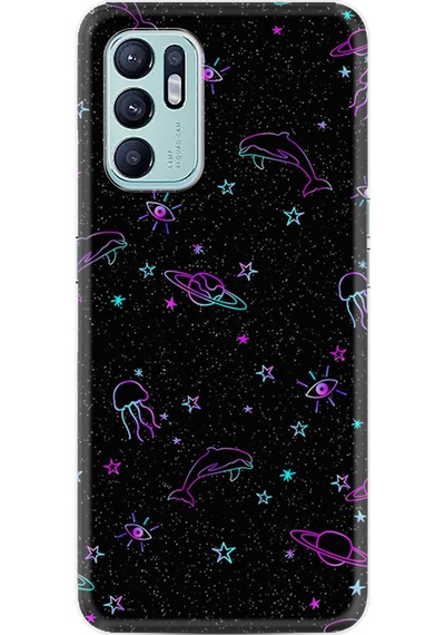 Oppo Reno 6 Kılıf Resimli Desenli Silikon Platinium Series Galaxy Yunus Göz 1860