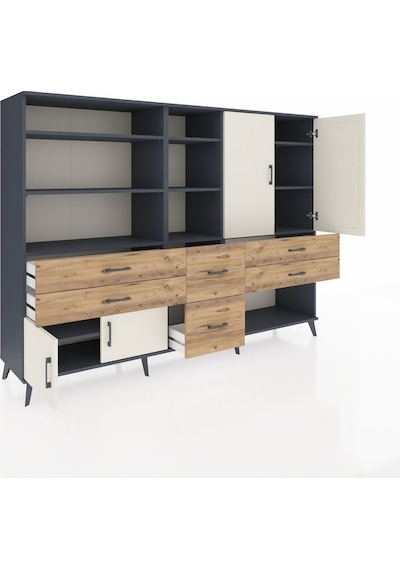 Hyperion Dolap 10 Raflı 6 Çekmeceli 4 Kapaklı 220x44x163 Antrasit Antrasit-aytaşı/çam Hyperion Dolap 10 Raflı 6 Çekmeceli 4 Kapaklı 220x44x163 Antrasit Antrasit-aytaşı/çam