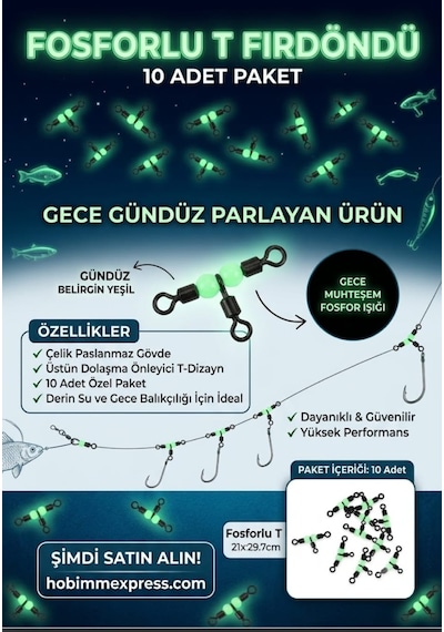 T Fırdöndü Paslanmaz Gece Gündüz Parlayan Pakette 10 Adet Çok Renkli
