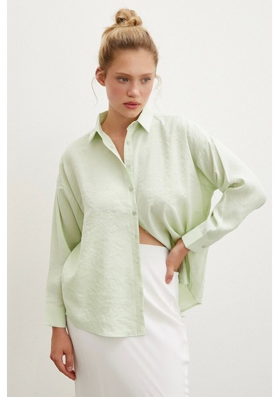 Never More Basic Modal Gömlek Mint Mint Yeşili