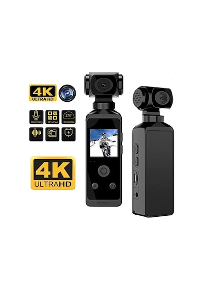 4k Ultra Hd Aksiyon Kamerası 270 Geniş Açı Döner Klips Su Geçirmez Kılıf Wifi Kamera D700b Çok Renkli