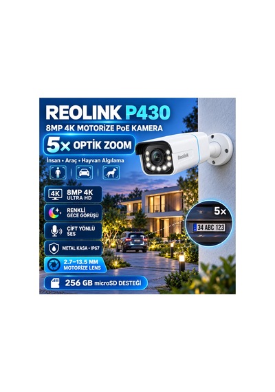 P430 8mp 4k Motorize Lensli Poe Güvenlik Kamerası