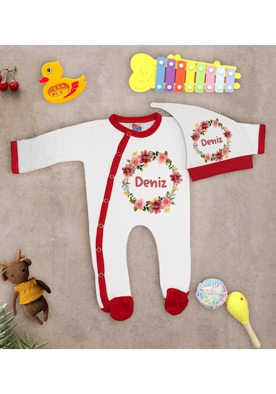 Bk Kids Kişiye Özel Bebek Kıyafeti, Bebek Giyim Hediyesi, Tulum Zıbın Ve Kukuletalı Şapka Seti-8 Çok Renkli