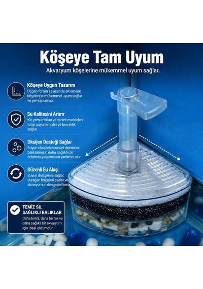 Valkyrie Köşe Akvaryum Filtresi Çok Katmanlı Biyolojik Filtre Sün