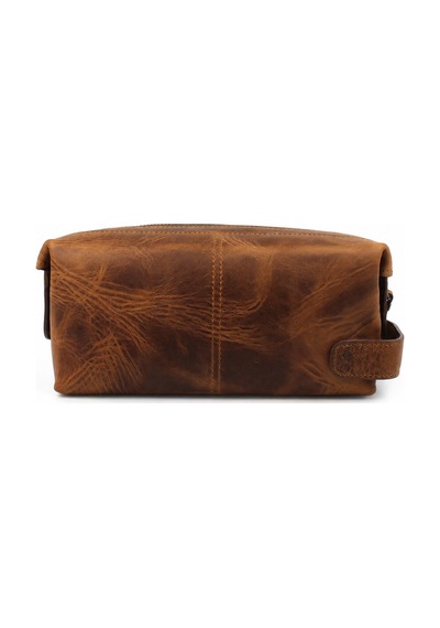 Alphaclub Bag Erkek Hakiki Deri Koyu Taba Fermuarlı El Ve Clutch Çanta