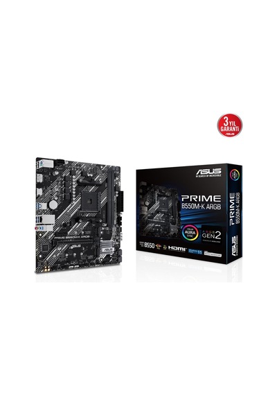 Asus Prıme B550m-k Argb B550 2xddr4 Dp/hdmı 2xm.2 Am4 Anakart-191913