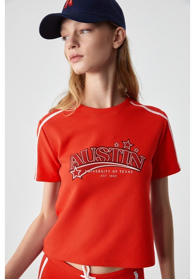 ETHIQUET KRIEGER Kadın Baskılı Kısa Kol Kırmızı T-Shirt