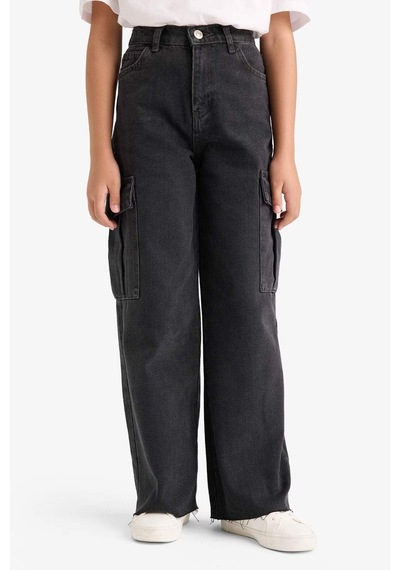 Defacto Kız Çocuk Wide Leg Kargo Geniş Paça Jean Pantolon E7323a825aunm36 Antrasit