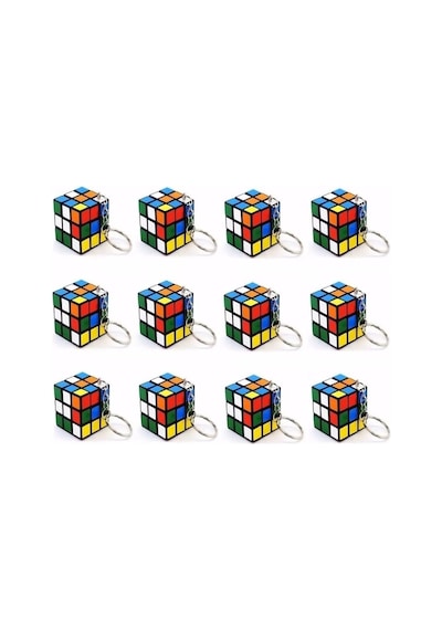 Mini Rubik Küp Anahtarlık Seti, Renkli Bulmaca Oyuncağı, Zeka Küpü Mini Anahtarlık 12 Adet Standart