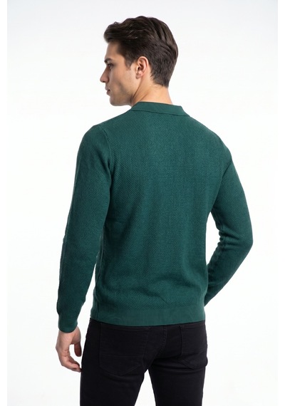 Foterman Erkek Spor Polo Yaka Mevsimlik Kazak Bgl-st05444 Yeşil