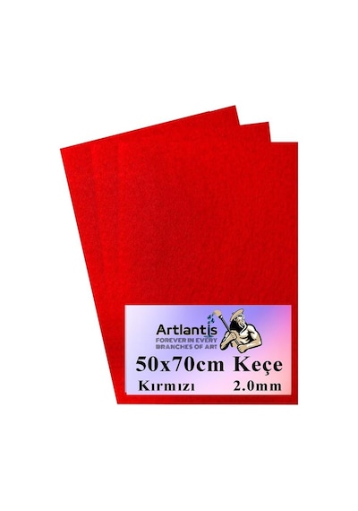 Kırmızı Keçe 50 x 70 CM 2.0 MM 3 Adet Renkli Hobi Keçesi Elişi Keçesi Anasınıfı Kreş Okul Öncesi
