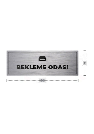Bekleme Odası Yazılı - Metal - Gümüş Renk - Kapı İsimliği - 20x7 Cm