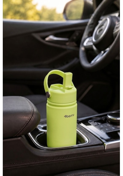 350 Ml Kulplu Pipetli Çelik Termos Bardak Bpa Free, Taşınabilir Mini Termos, Yeşil