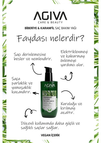 Agiva Biberiye&Karanfil Dökülme Karşıtı Saç Bakım Yağı 100 ML
