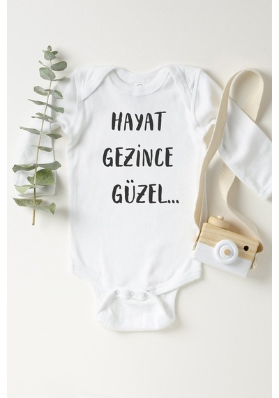 Babylimon Hayat Gezince Güzel Uzun Kol Çıtçıtlı Bebek Body Beyaz - 132150889 Beyaz