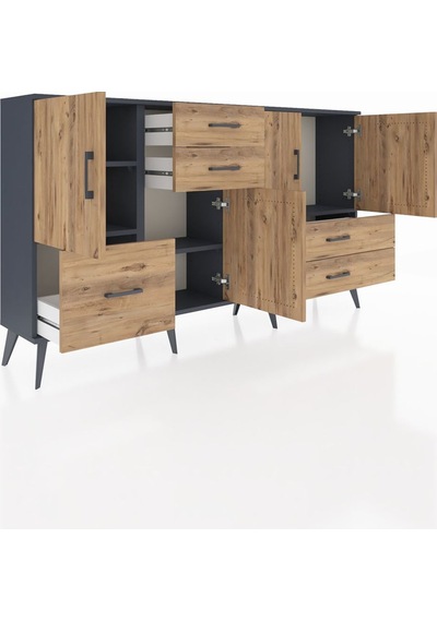 Arges Konsol 4 Raflı 5 Çekmeceli 4 Kapaklı 176x30x99 Antrasit-çam Atlas Çam - Antrasıt Arges Konsol 4 Raflı 5 Çekmeceli 4 Kapaklı 176x30x99 Antrasit-çam Atlas Çam - Antrasıt