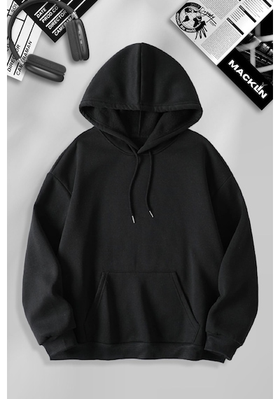 Macklin Sevgili Çift Kombin Mcqueen Ve Sally Sırt Baskılı Özel Tasarım Kapüşonlu Sweatshirt 2li Set Takım Siyah Mck1169 Siyah