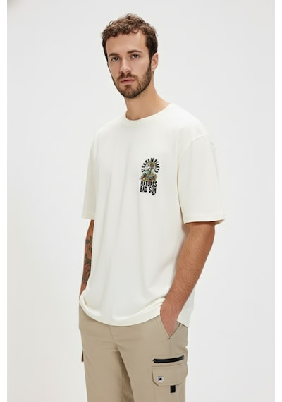 Bad Bear Blooms Beyaz Erkek Baskılı Tişört Beyaz