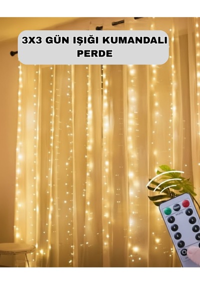 Uzaktan Kumandalı Perde Tipi Günışığı Peri Led Işık Dekorasyon - Sarı