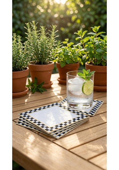Montea Check Embroidered Kokteyl Peçetesi