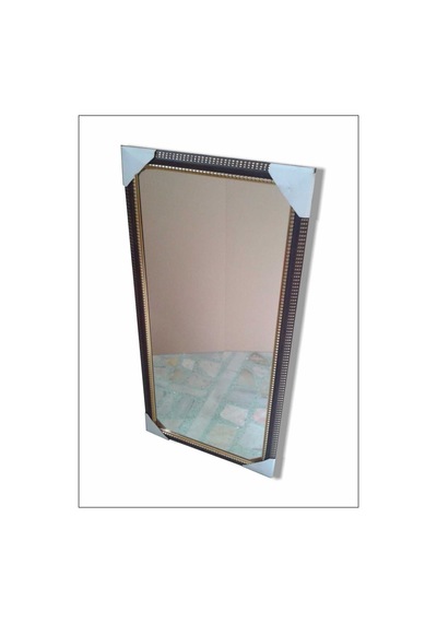110X55Cm Ahşap Çerçeveli Yaldızlı Kahverengi Cam Boy Aynası Ahşap