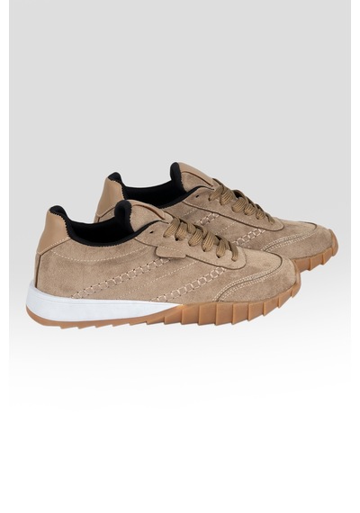 Tw Tonny White Newyork-048 Deri Spor Yürüyüş Günlük Sneaker Ayakkabı Vizon