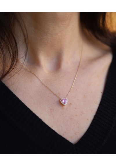 Yenigün Kuyumculuk 14 Ayar Altın Pembe Kalp Kolye 6530