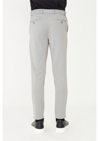 Gri Modern Kesim Bağcıklı Smart Casual Jogger Pantolon Gri