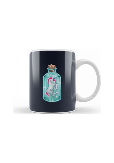 Unicorn In A Bottle Pixel Art Kupa Bardak Porselen Karışık