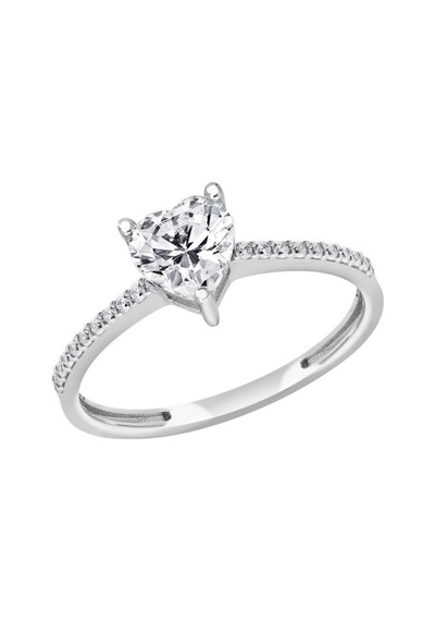 Diamond Line - Gülaylar - Beyaz Altın 8 Ayar Kalp Yüzük (527305077)