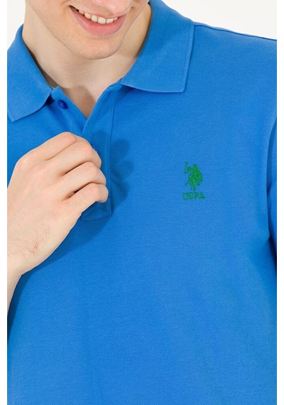 U.S. Polo Assn. Erkek Saks Basic Polo Yaka Tişört 50263238-vr045 Mavi