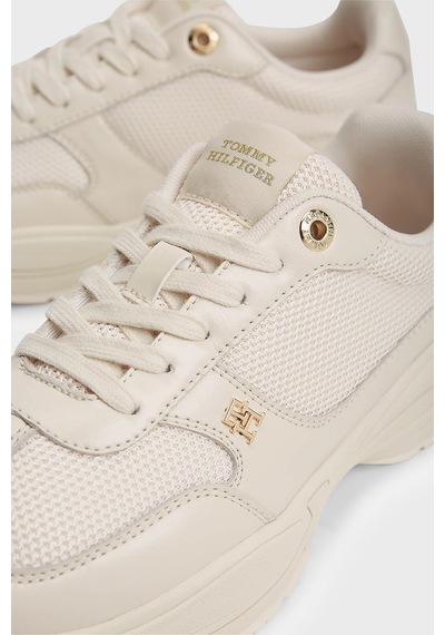 Tommy Hilfiger Logolu Deri Sneaker Ayakkabı Kadın Ayakkabı Fw0fw09413 Aeo Bej