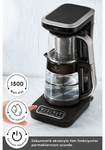 Karaca Çaysever Robotea Pro Connect 4 In 1 Konuşan Otomatik Cam Çay ve Filtre Kahve Demleme Makinesi