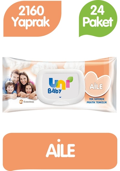 Uni Baby Aile Islak Havlu Mendil 90x24 2160 Yaprak